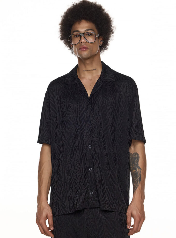 TEXTURED RELAXED  SHIRT  - BLACK (EXCLUSIVE  ONLINE)