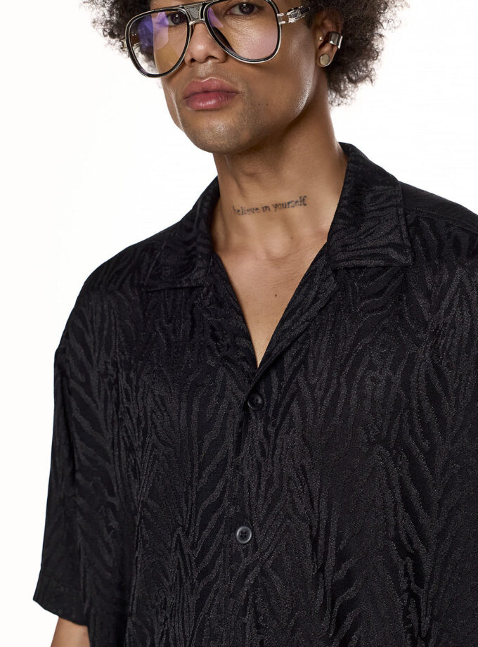 TEXTURED RELAXED SHIRT - BLACK (EXCLUSIVE ONLINE)