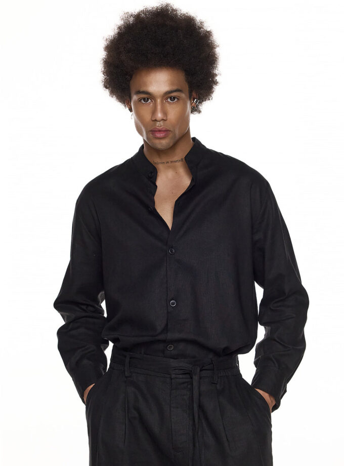 LINEN SHIRT - BLACK ( EXCLUSIVE ONLINE)