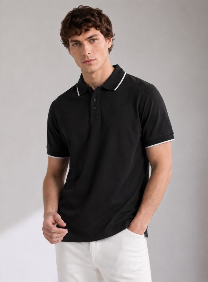 SHORT-SLEEVE POLO SHIRT - OFF BLACK
