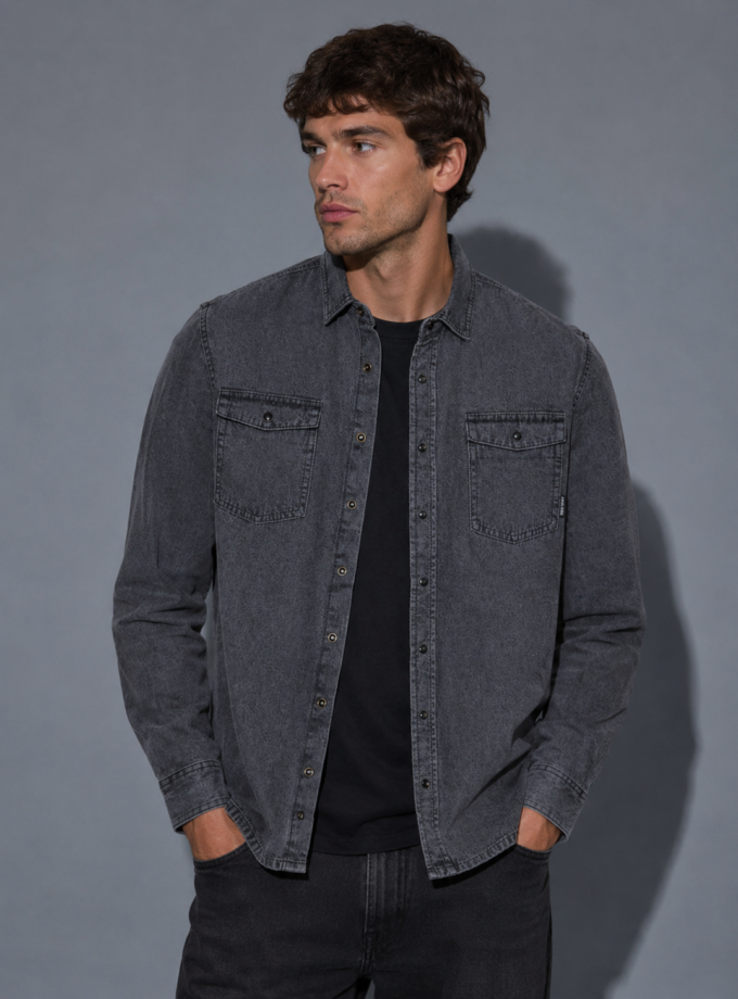 DENIM SHIRT - GREY