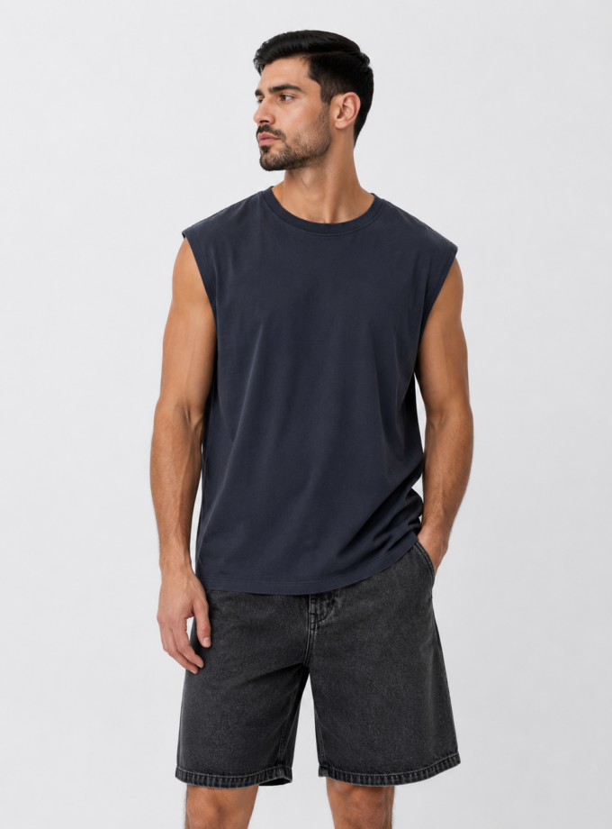SLEEVELESS T-SHIRT - DARK BLUE