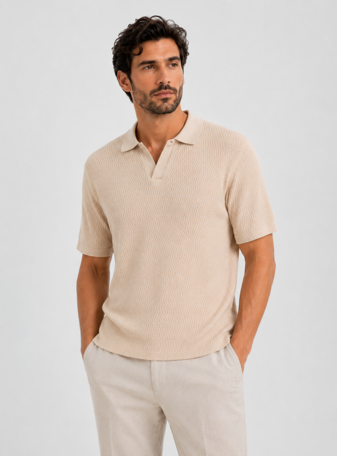 SHORT-SLEEVE POLO SHIRT - ECRU