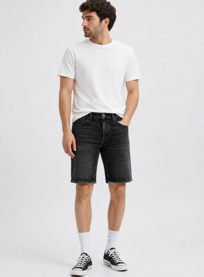 DENIM SHORTS SLIM / REGULAR FIT -  GREY