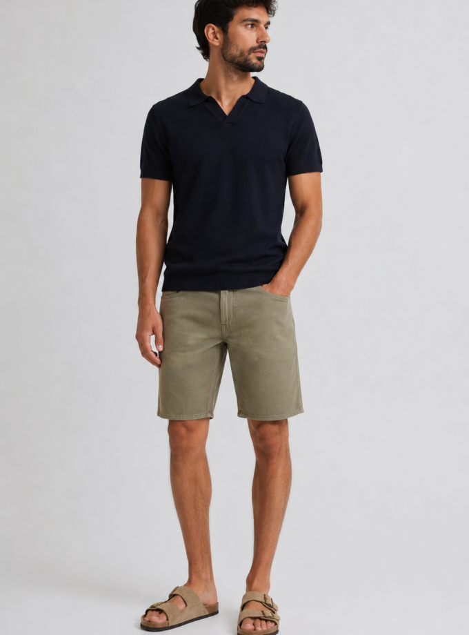 DENIM SHORTS REGULAR FIT - KHAKI