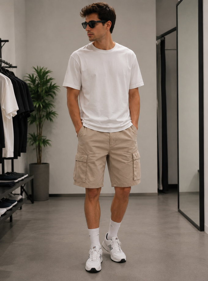 CARGO SHORTS  REGULAR FIT - ECRU