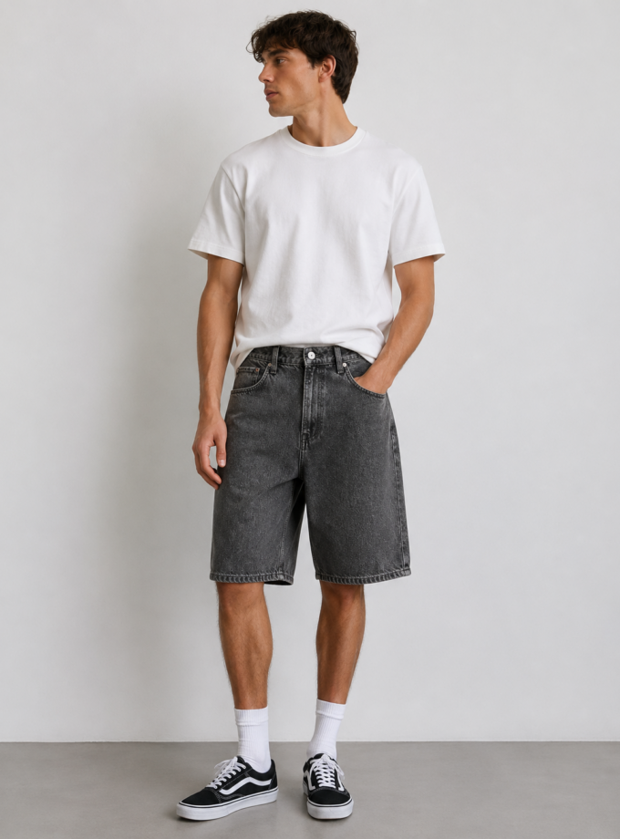 DENIM SHORTS LOOSE FIT- GREY