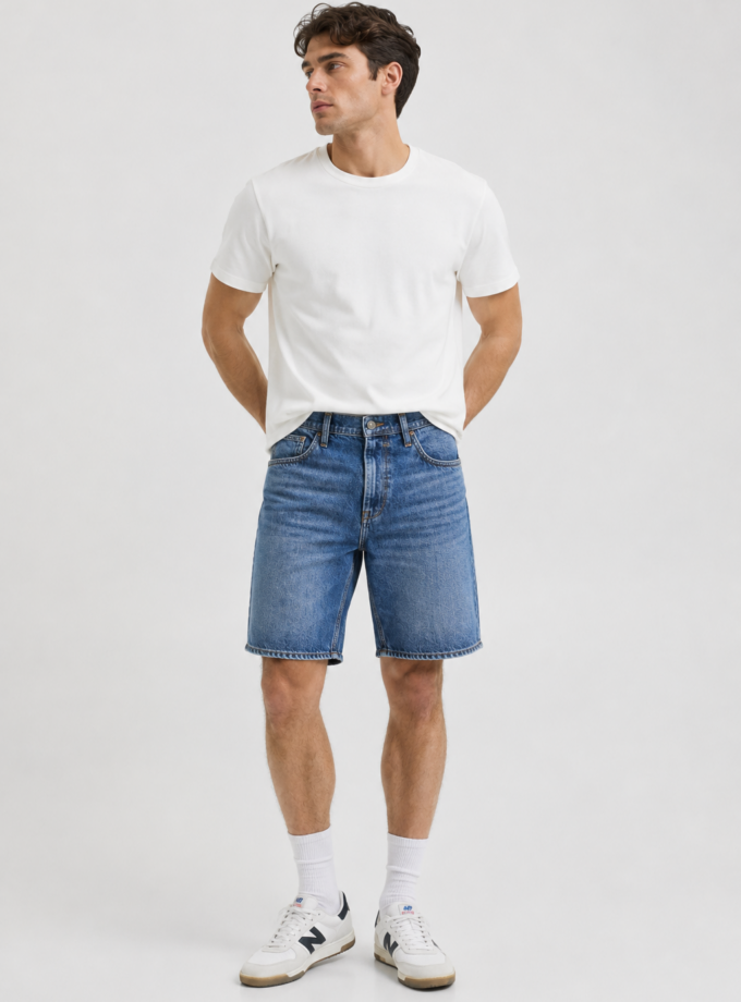 DENIM SHORTS SLIM /REGULAR  FIT -  DARK BLUE