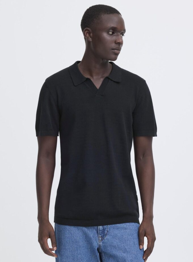 KNITTED POLO SHIRT - BLACK