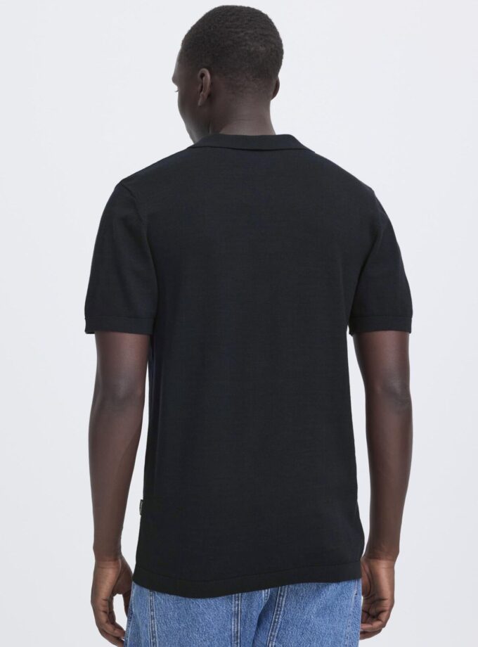 KNITTED POLO SHIRT - BLACK
