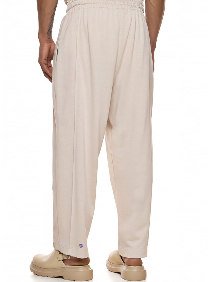 RELAXED PANTS WITH DRAWSTRING AND EMBROIDERED DETAIL - BEIGE (EXCLUSIVE ONLINE)