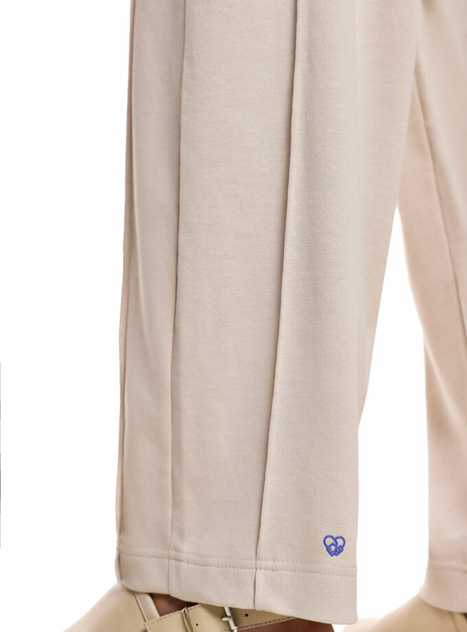 RELAXED PANTS WITH DRAWSTRING AND EMBROIDERED DETAIL - BEIGE (EXCLUSIVE ONLINE)
