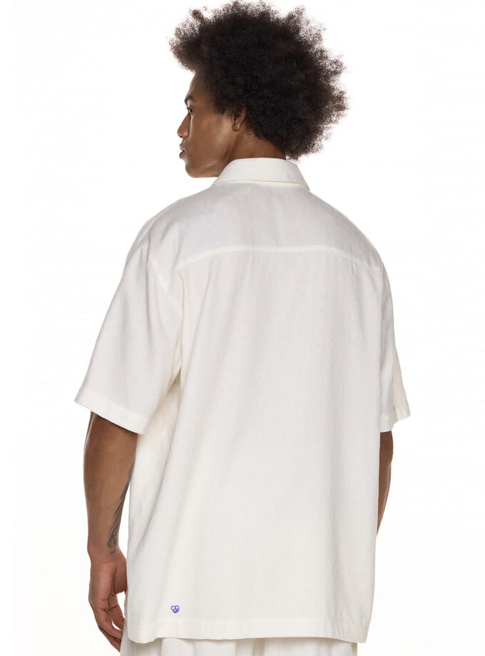 SHIRT WITH TEXTURED FABRIC AND SHORT SLEEVES - WHITE (EXCLUSIVE ONLINE)