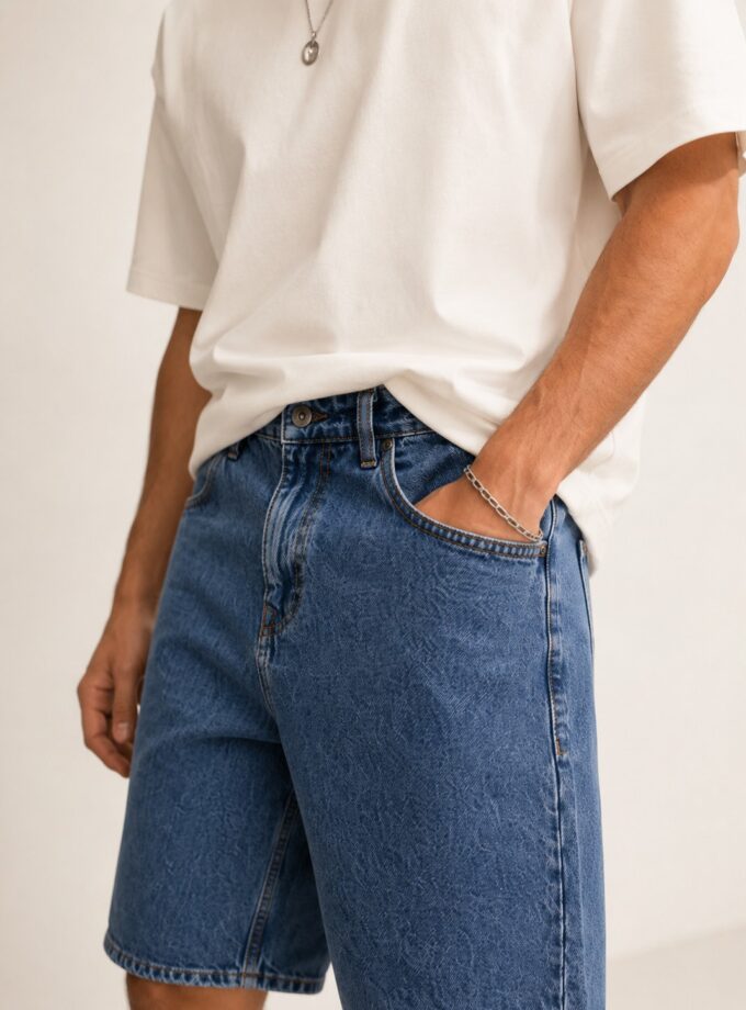 DENIM SHORTS LOOSE FIT - BLUE