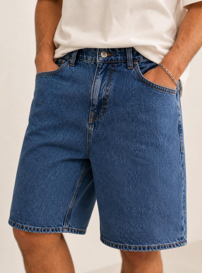 DENIM SHORTS LOOSE FIT - BLUE