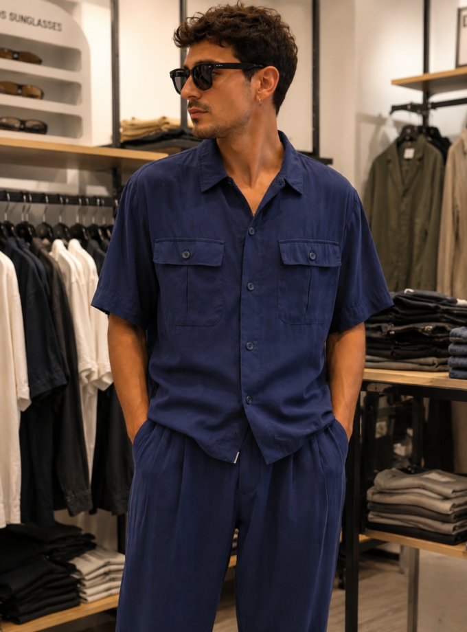 SHORT SLEEVE SHIRT - DARK BLUE