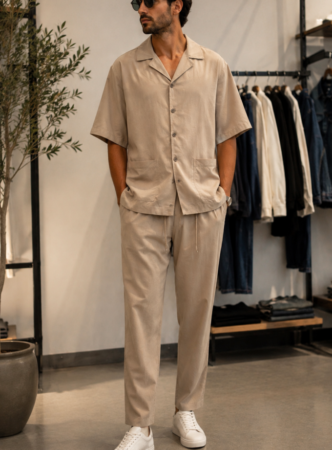 SHORT SLEEVE SHIRT - BEIGE