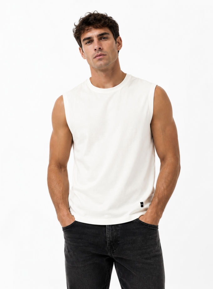 SLEEVELESS T-SHIRT - WHITE