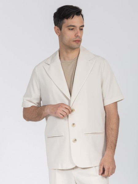 SHORT-SLEEVE BLAZER - CREAM