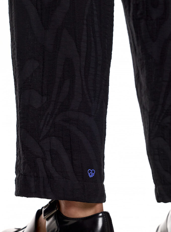JAPANESE TROUSERS WITH TEXTURED DESIGN AND WIDE-LEG FIT - BLACK