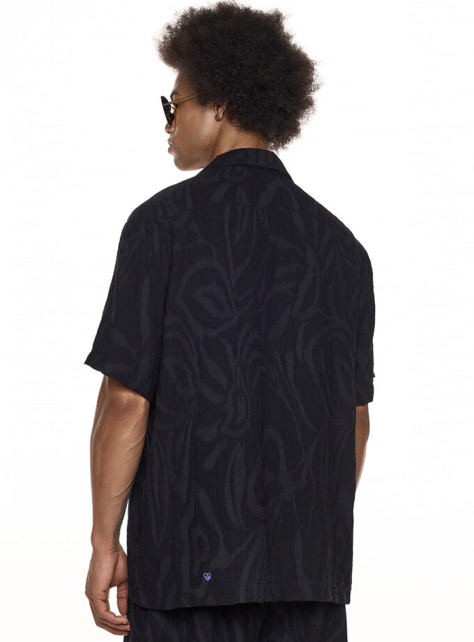 SHORT SLEEVE SHIRT WITH TEXTURED FINISH - BLACK