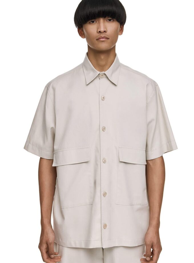 STRUCTURED SHIRT  - SLEEVE SHIRT - ICE