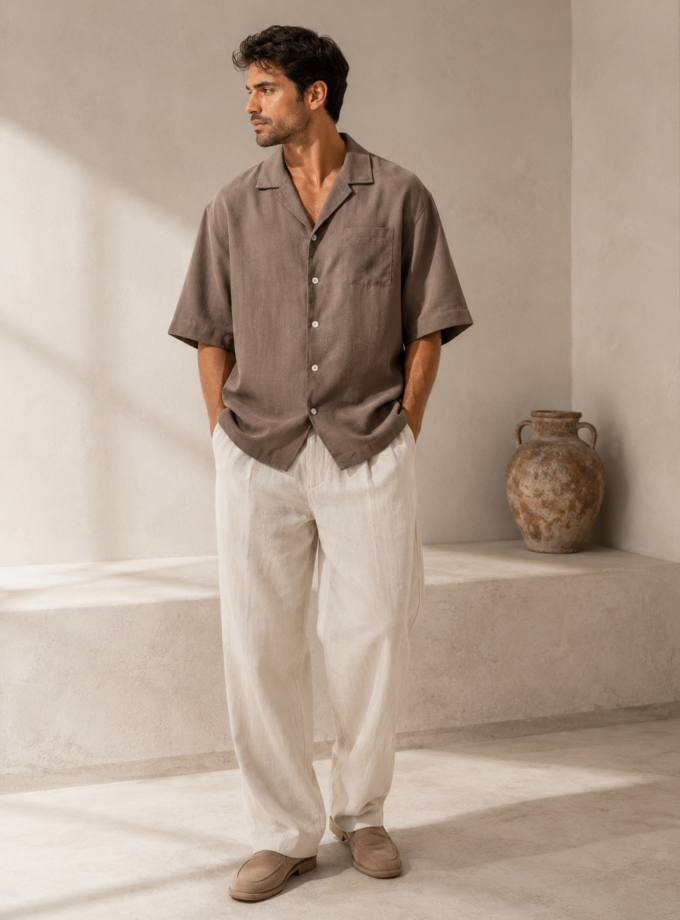 SHORT-SLEEVE SHIRT - BROWN