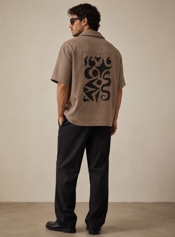 SHORT-SLEEVE SHIRT - BROWN