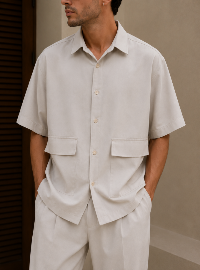 STRUCTURED SHIRT - SLEEVE SHIRT - ICE