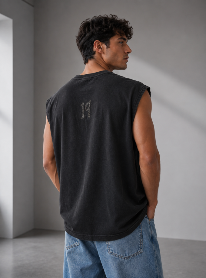 SLEEVELESS T-SHIRT - OFF BLACK