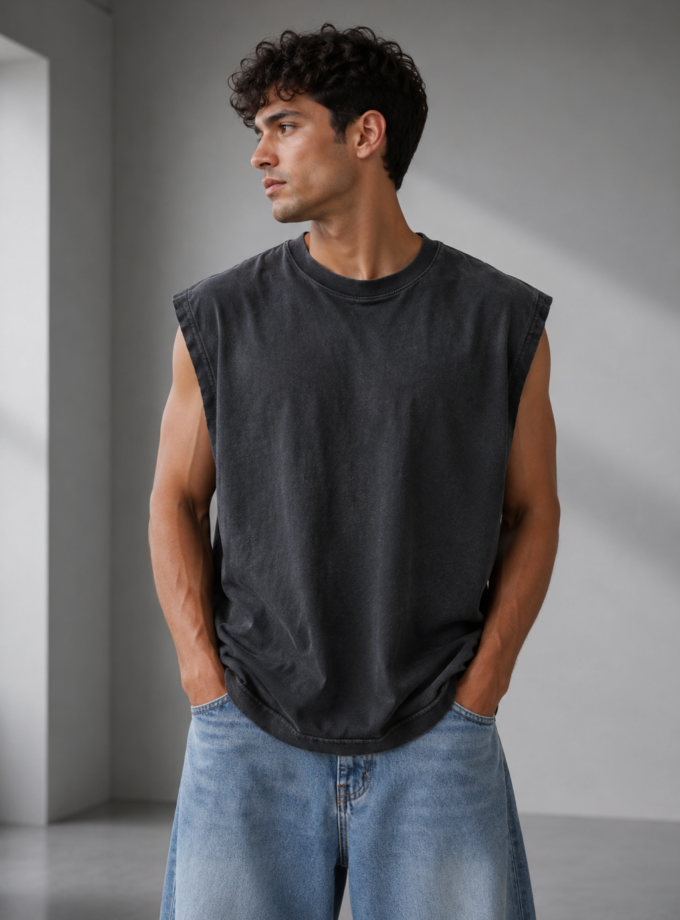 SLEEVELESS T-SHIRT - OFF BLACK