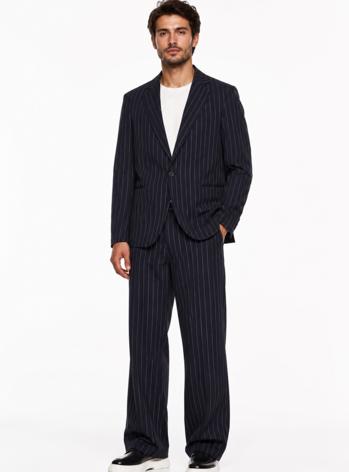 STRIPED BLAZER - DARK BLUE