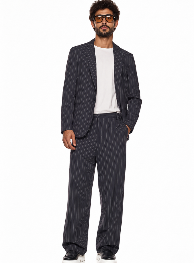 STRIPED BLAZER - DARK BLUE