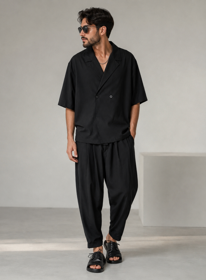 DOUBLE - BREASTED SHORT-SLEEVE SHIRT