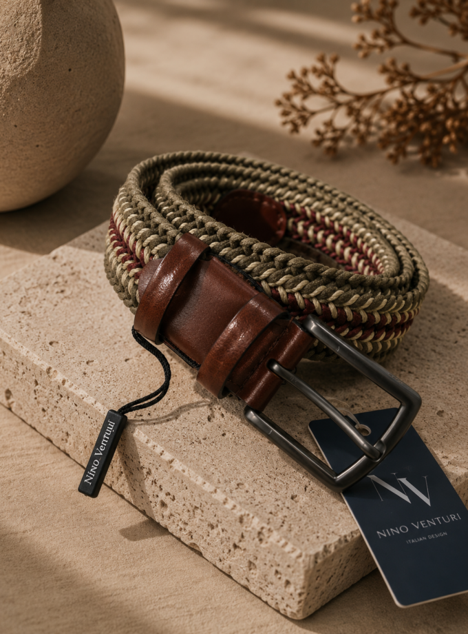 NINO VENTURI BRAIDED STRETCH BELT