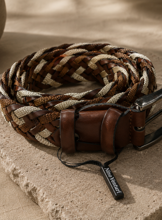 NINO VENTURI BRAIDED STRETCH BELT