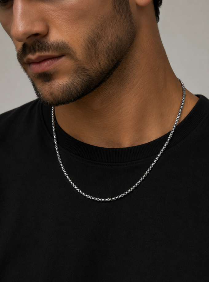 STAINLESS STEEL BOX CHAIN NECKLACE