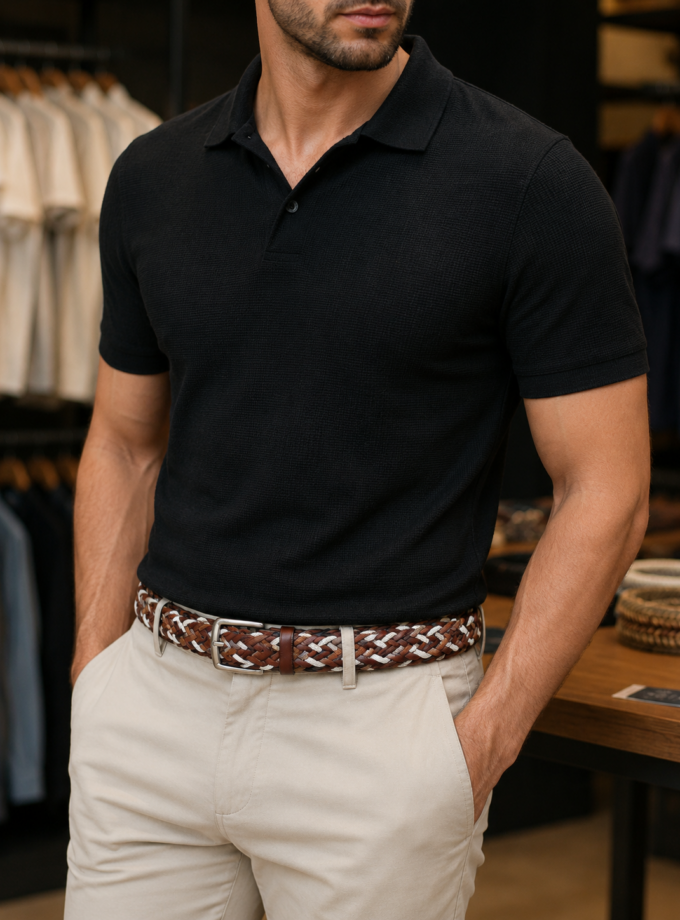 NINO VENTURI BRAIDED STRETCH BELT