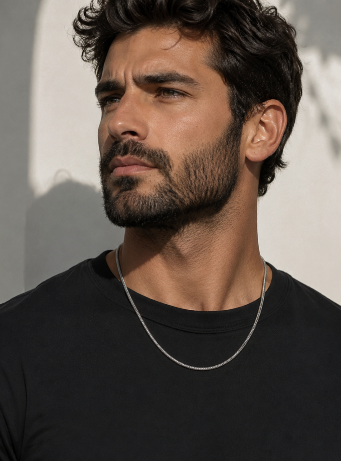 STAINLESS STEEL ROUND SNAKE CHAIN NECKLACE