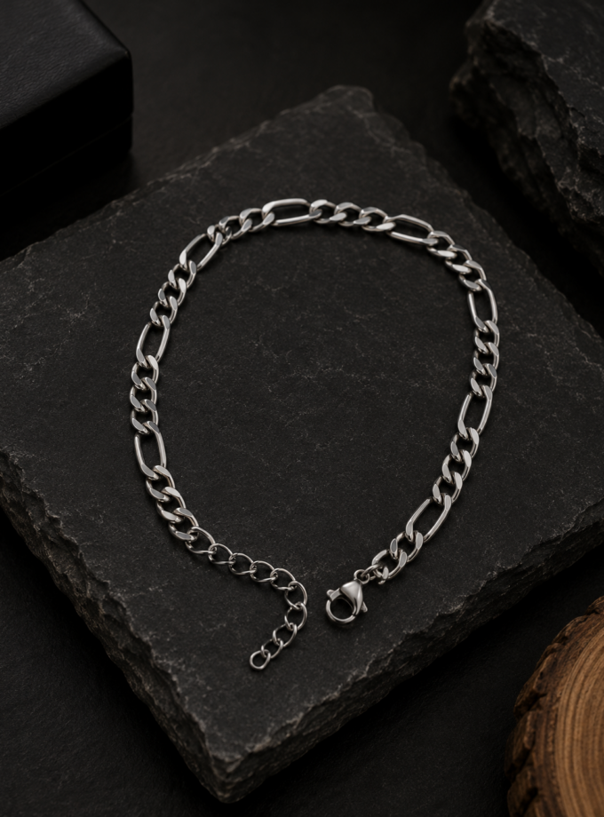 STAINLESS STEEL FIGARO CHAIN BRACELET