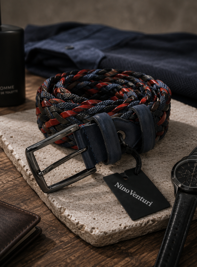 NINO VENTURI BRAIDED STRETCH BELT