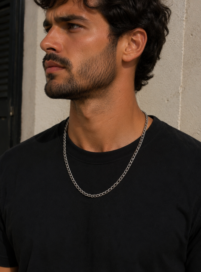 STAINLESS STEEL FIGARO CHAIN NECKLACE