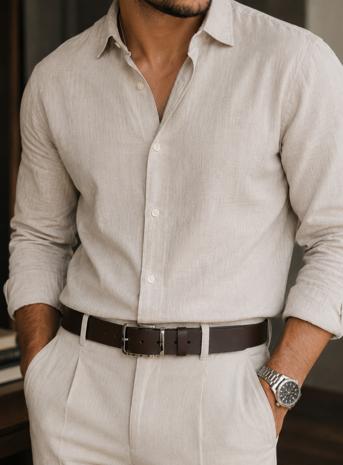 LEATHER TWIST BELT - BROWN