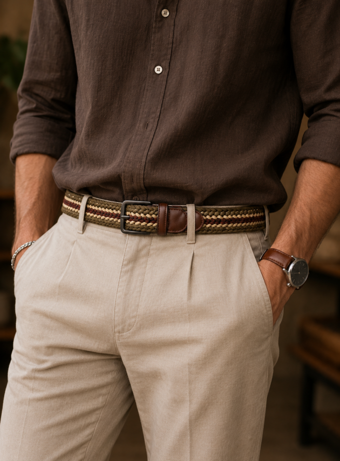 NINO VENTURI BRAIDED STRETCH BELT