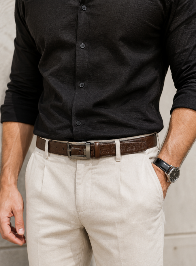 NINO VENTURI BELT-  BROWN