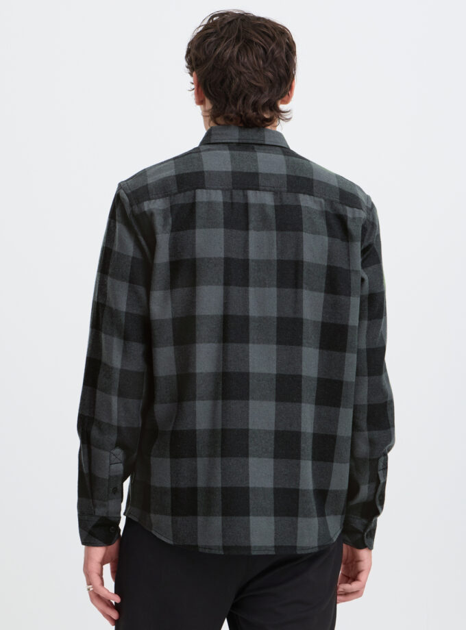 CHECKED LONG SLEEVE SHIRT - BLACK