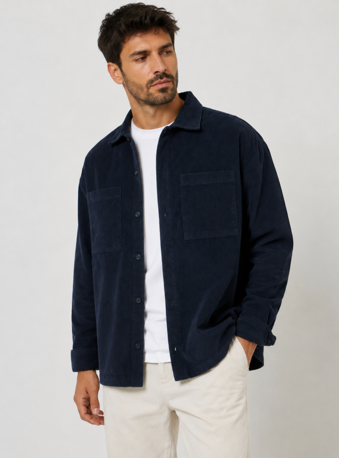 CORDUROY SHIRT- DARK BLUE