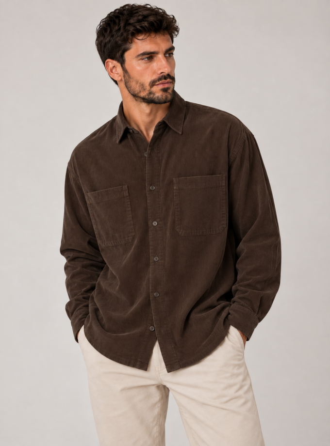 CORDUROY SHIRT- BROWN