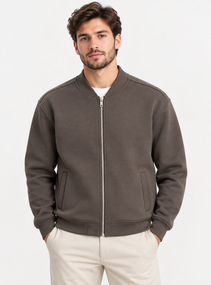 ZIP-UP SWEATSHIRT - BROWN