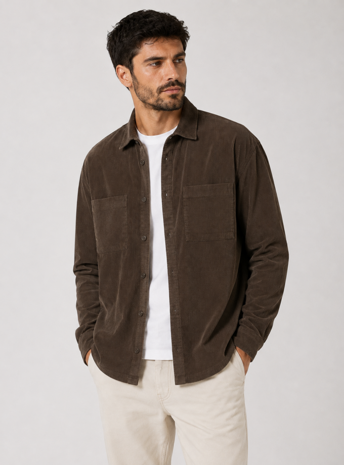 CORDUROY SHIRT- BROWN